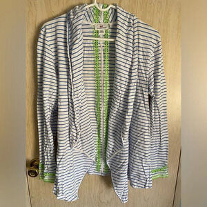 Vineyard Vines Embroidered Cascade Waterfall Cardigan Striped Sz Medium M